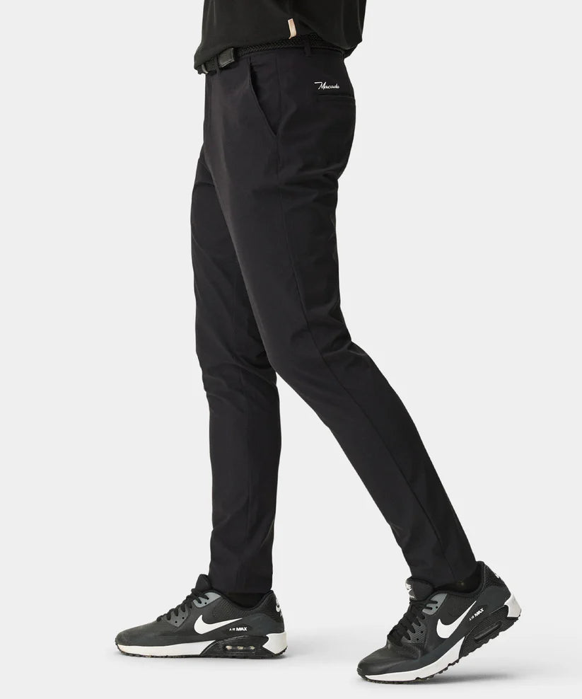 MACADE Men's Lightweight Golf Trousers – Technical Stretch Tapered Fit - Black - Side