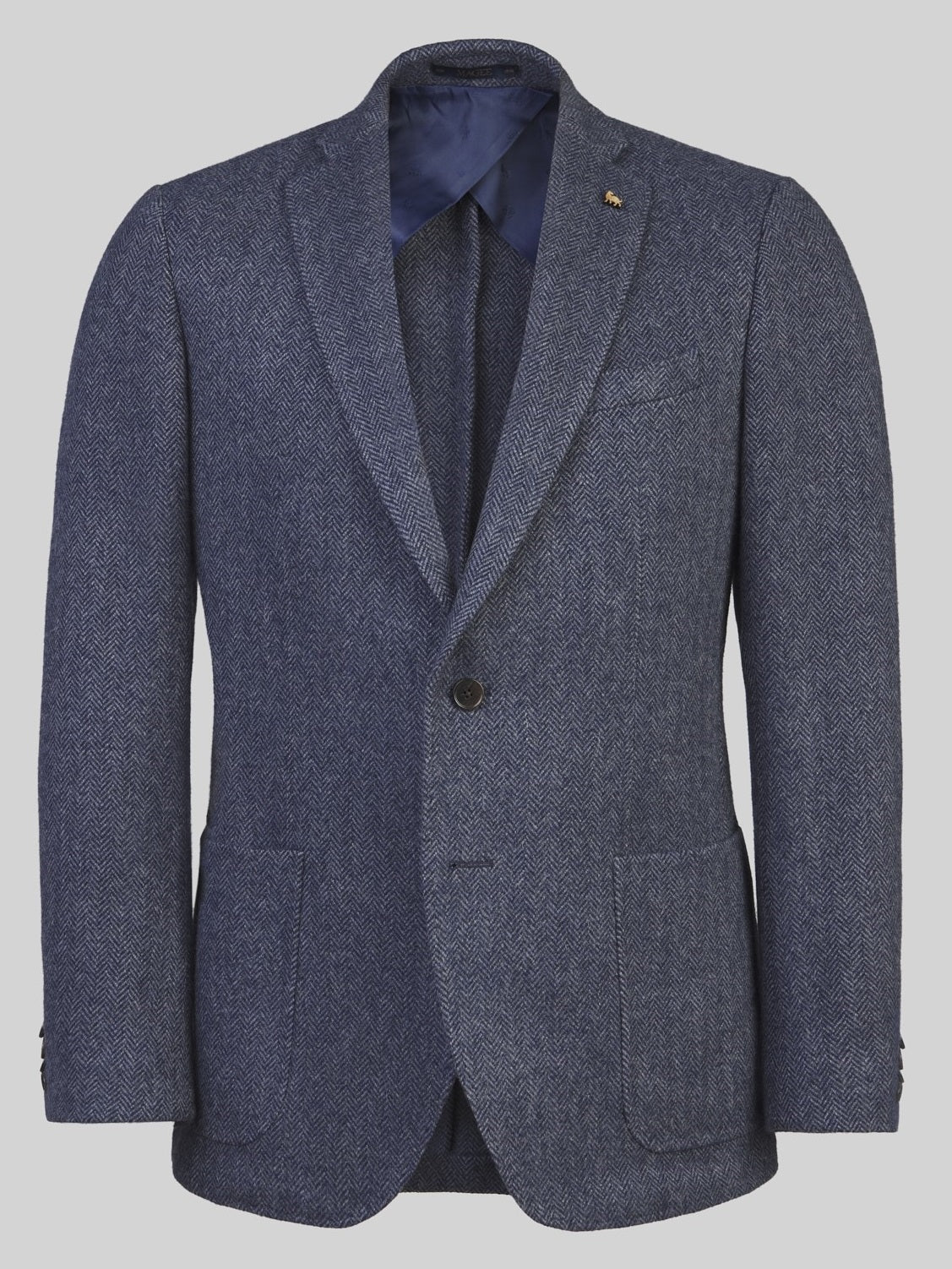 50% OFF - MAGEE Donegal Tweed Jacket - Easky Patch Pocket - Blue & Grey Herringbone - Size: 38 REG