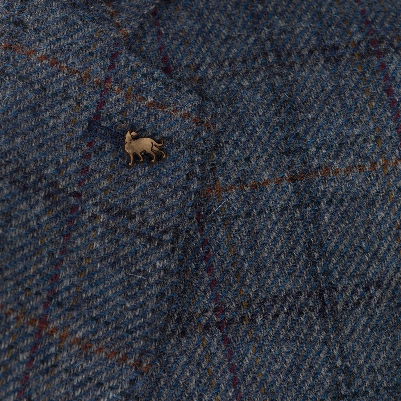 MAGEE Tweed Jacket - Mens Clady - Blue Twill With Rust, Navy & Plum Check