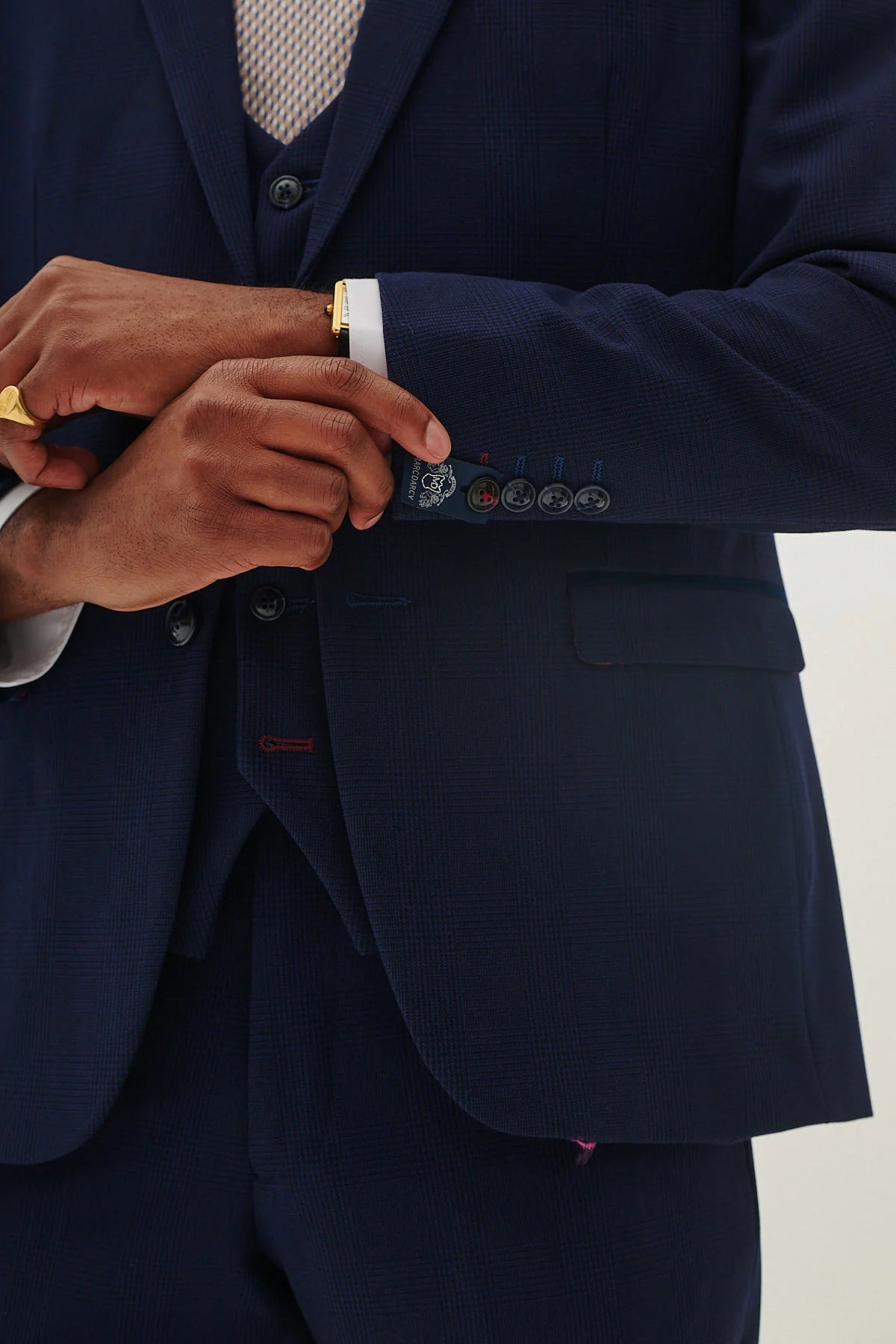 40% OFF - MARC DARCY Bromley Blazer - Mens Slim Fit - Navy Check - Size: UK 38 & 40 Regular