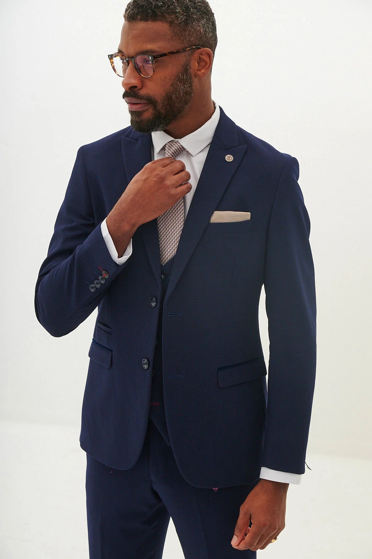 40% OFF - MARC DARCY Bromley Blazer - Mens Slim Fit - Navy Check - Size: UK 38 & 40 Regular