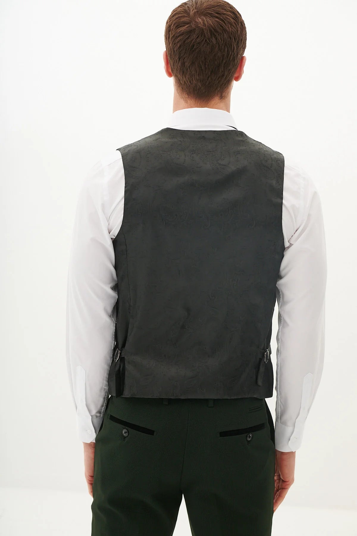 40% OFF - MARC DARCY Bromley Single Breasted Waistcoat - Olive Green Check