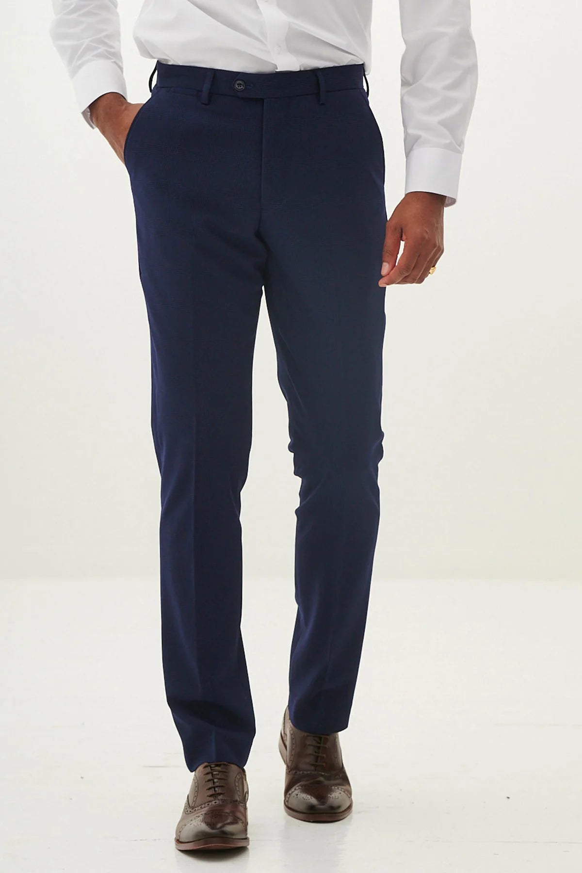 50% OFF - MARC DARCY Bromley Tailored Trousers - Navy Check