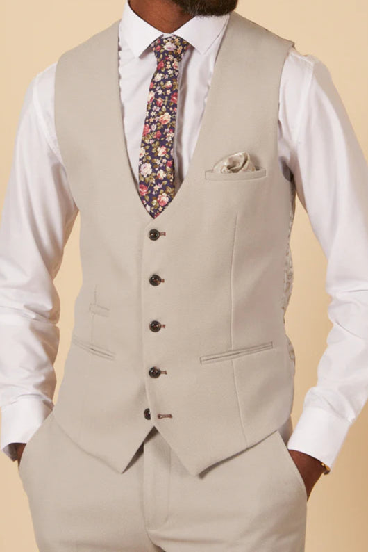 40% OFF - MARC DARCY Men's HM5 Single Breasted Waistcoat - Stone