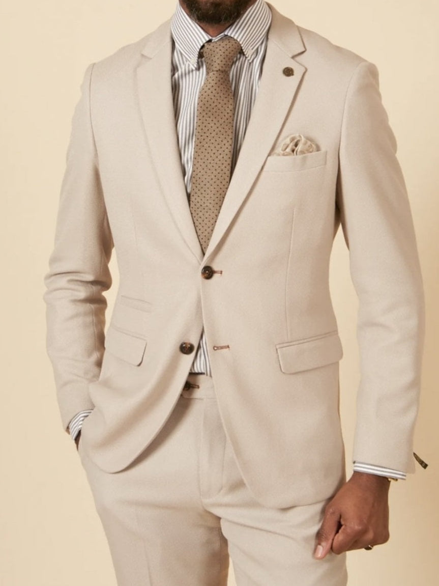 MARC DARCY HM5 Tailored Blazer - Mens Slim Fit - Stone Marc Darcy