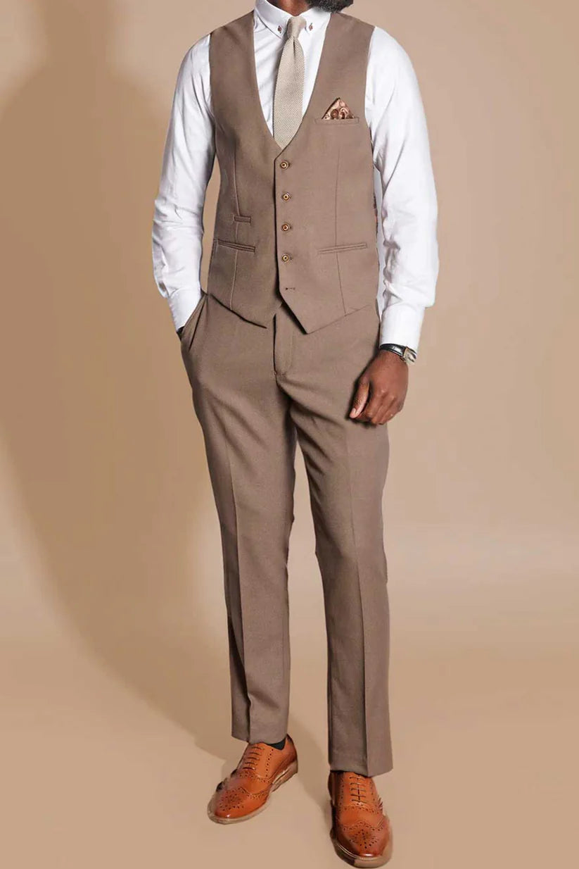 40% OFF - MARC DARCY Men's HM5 Single Breasted Waistcoat - Tan - Size: 46