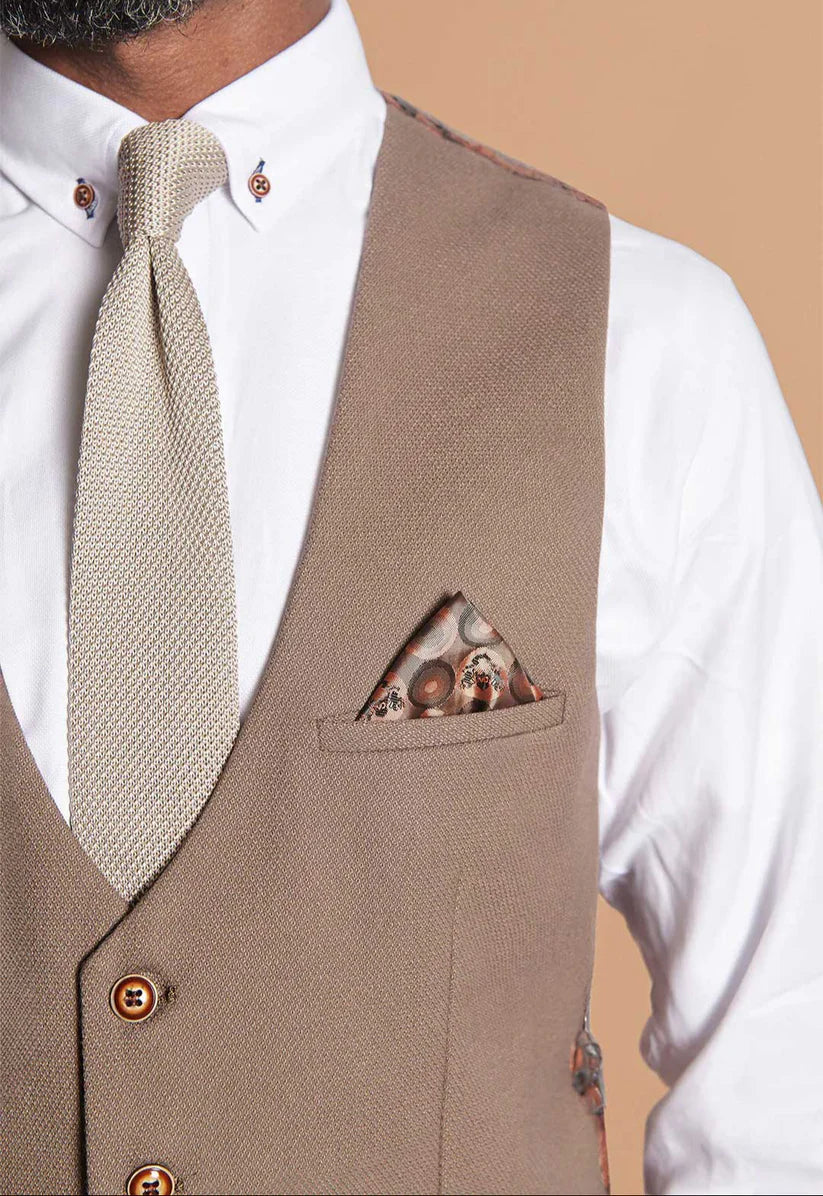 40% OFF - MARC DARCY Men's HM5 Single Breasted Waistcoat - Tan - Size: 46