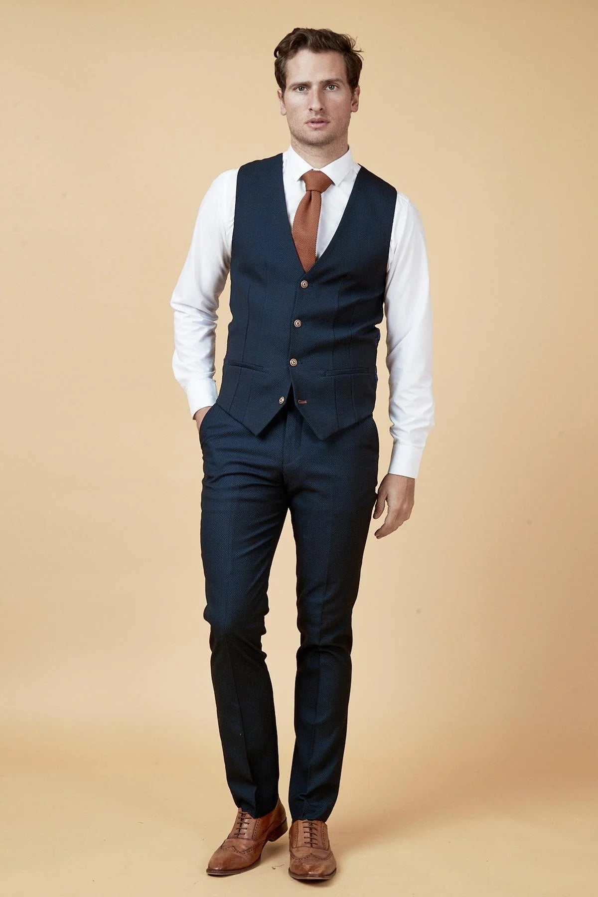 40% OFF - MARC DARCY Max Single Breasted Waistcoat - Navy - Size: UK 46