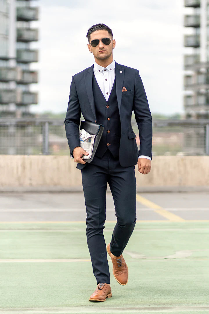 MARC DARCY Max Blazer - Mens Slim Fit - Navy Marc Darcy