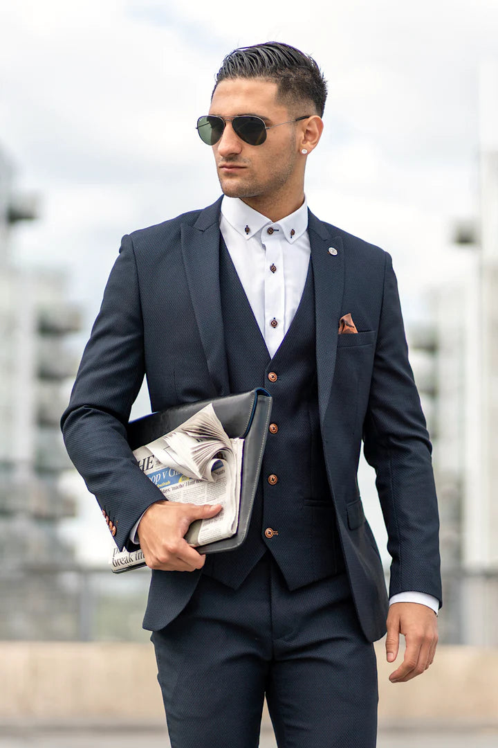 MARC DARCY Max Blazer - Mens Slim Fit - Navy Marc Darcy