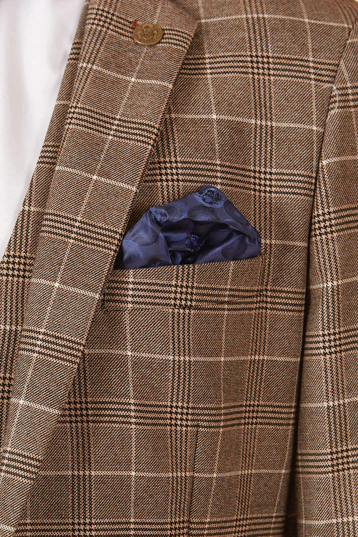 MARC DARCY Ray Blazer - Mens Slim Fit - Tan Check Marc Darcy