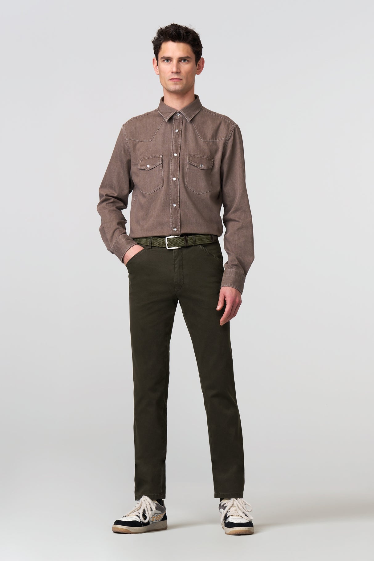 MEYER Chicago Trousers - 5613 Fine Micro Cotton Chinos - Laurel Green Meyer