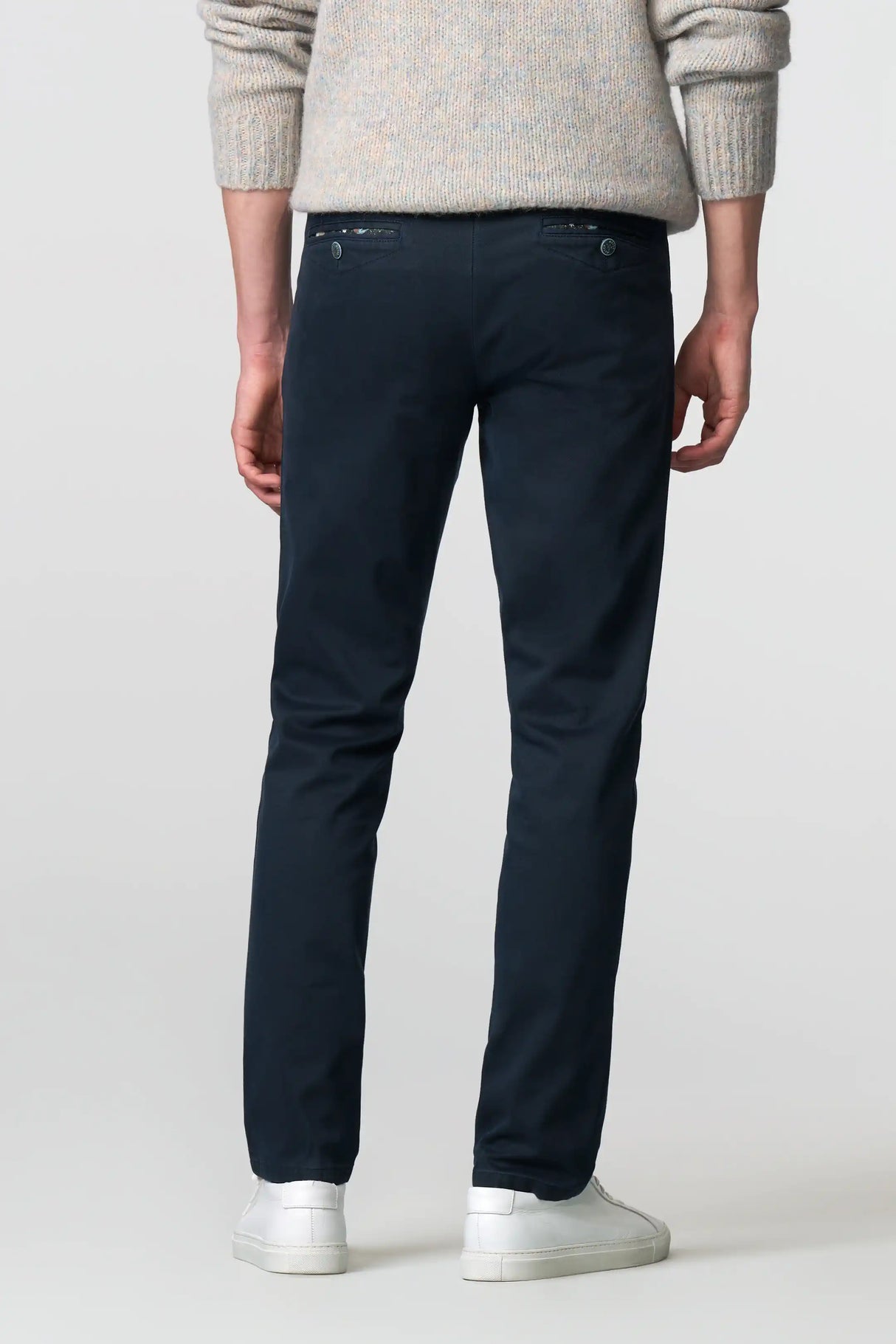 MEYER Chicago Trousers - 5613 Fine Micro Cotton Chinos - Navy Meyer