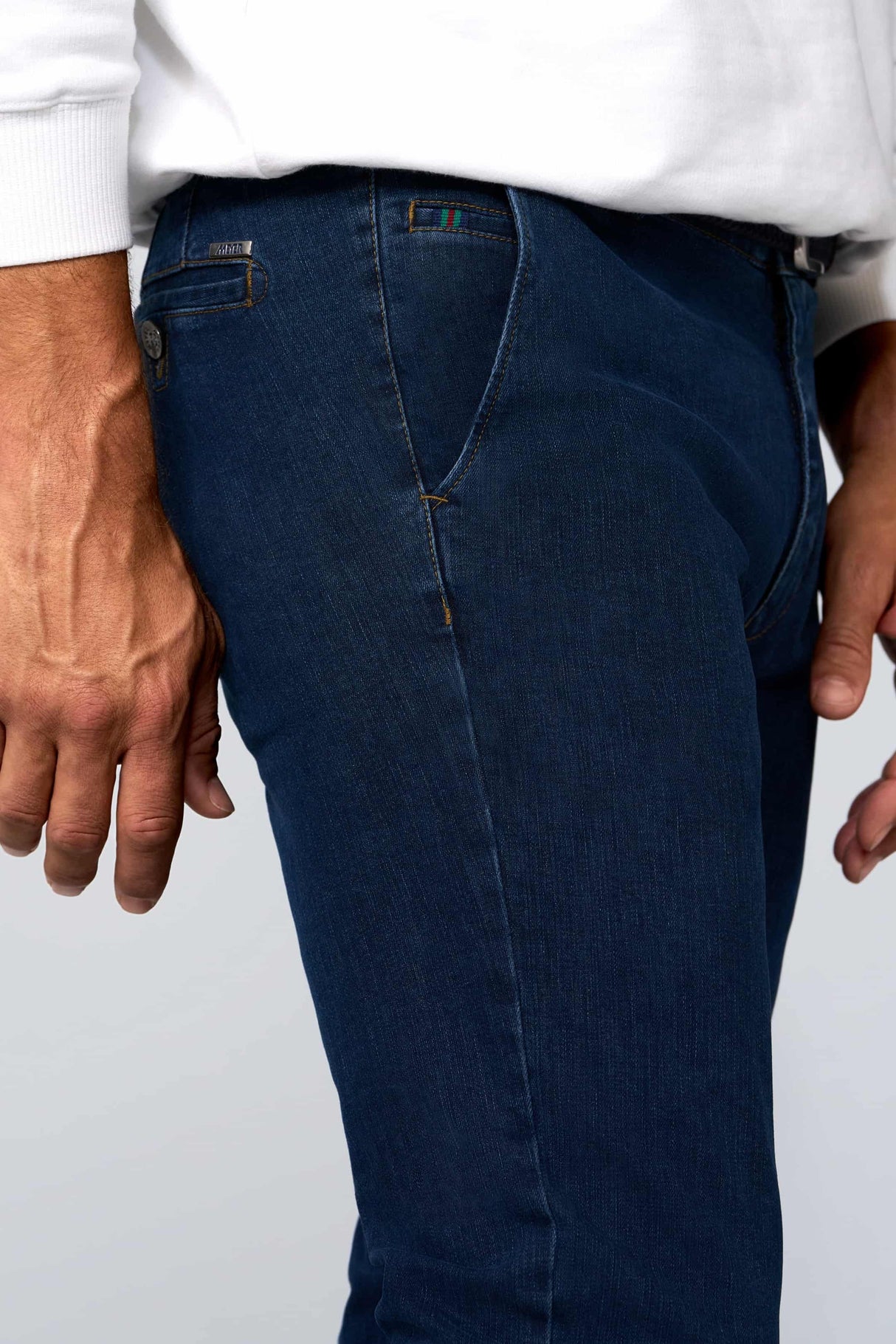 MEYER Roma Denim Trousers - 629 Stretch Core Spun - Blue Meyer