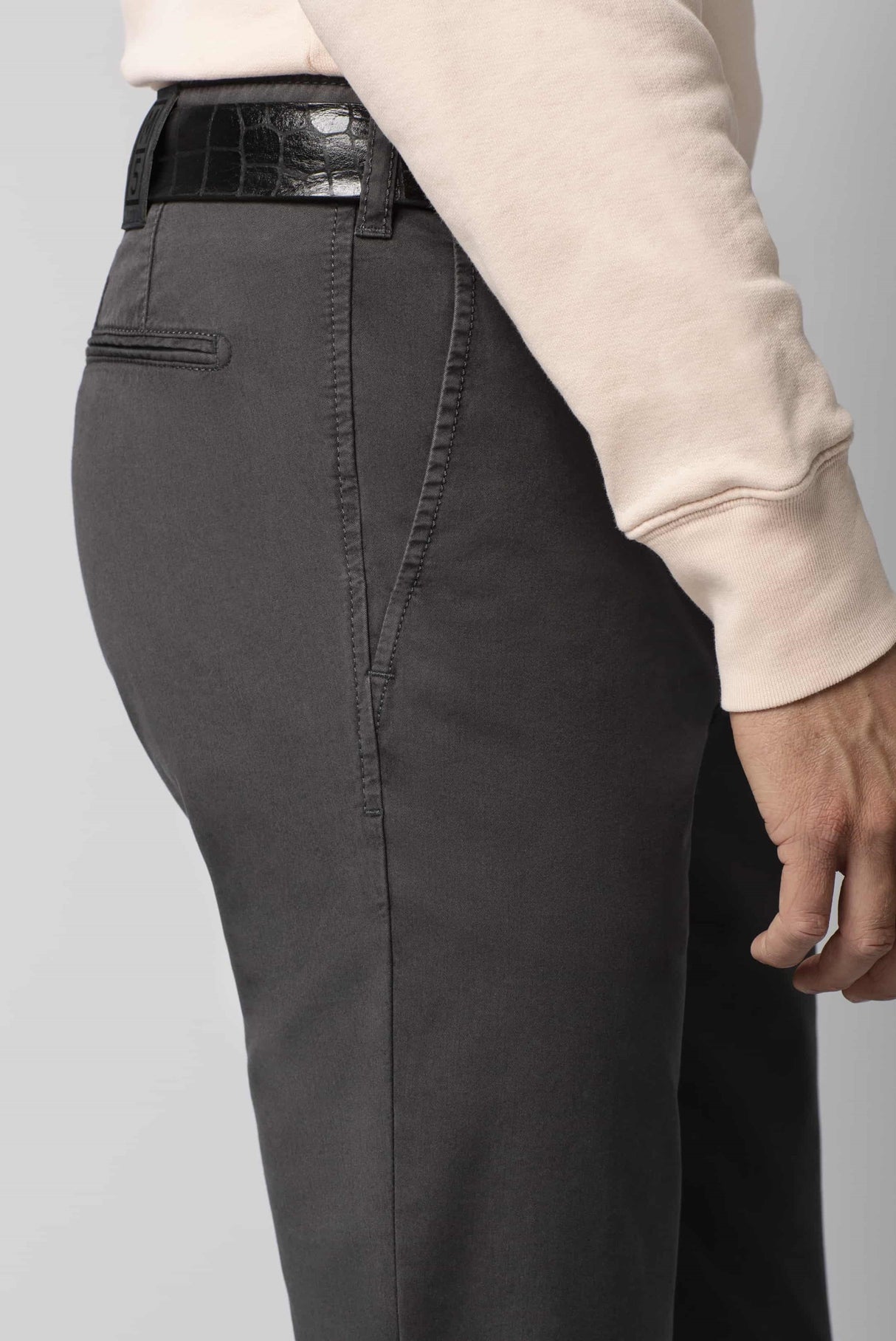 MEYER M5 Jeans - 6001 Soft Stretch Cotton Chinos - Charcoal Meyer