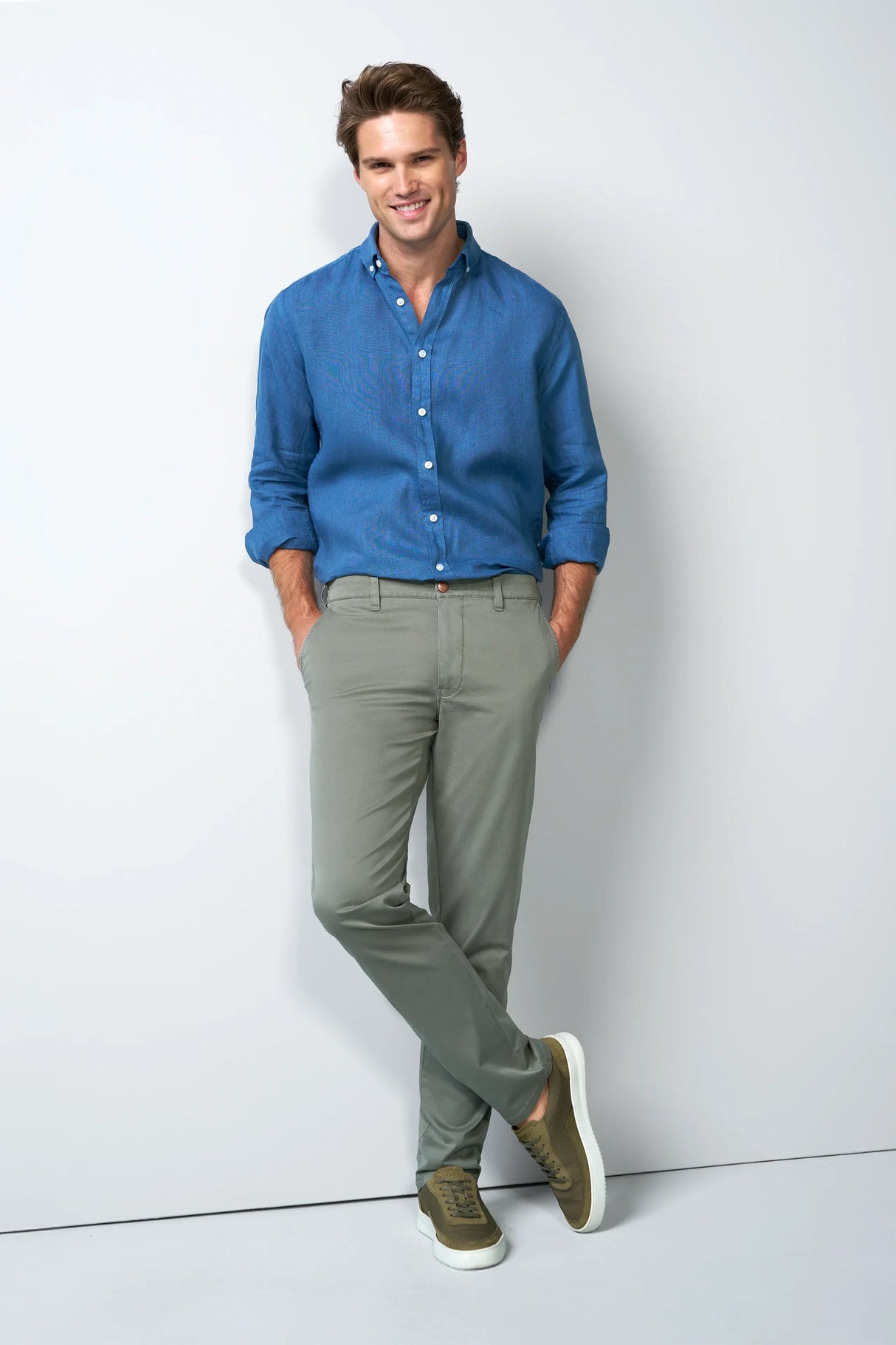 MEYER M5 Move 6024 Flex Organic Cotton Chinos – Olive