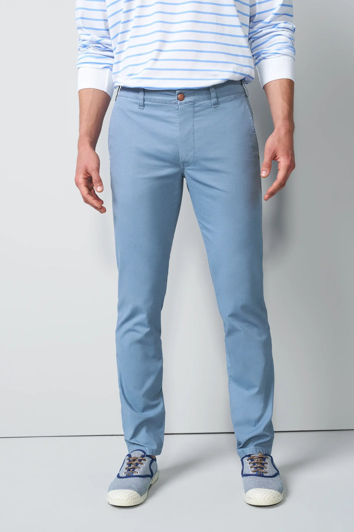 MEYER M5 Move 6025 Micro-Structure Super Stretch Chinos – Blue
