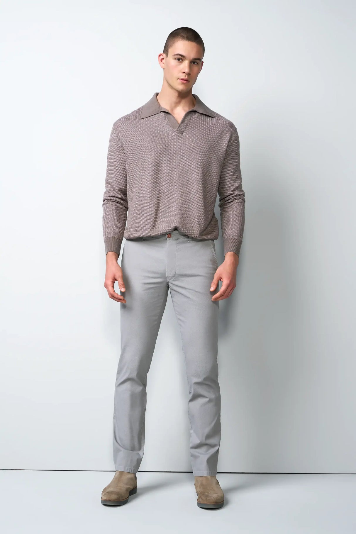 MEYER M5 Move 6025 Micro-Structure Super Stretch Chinos – Grey