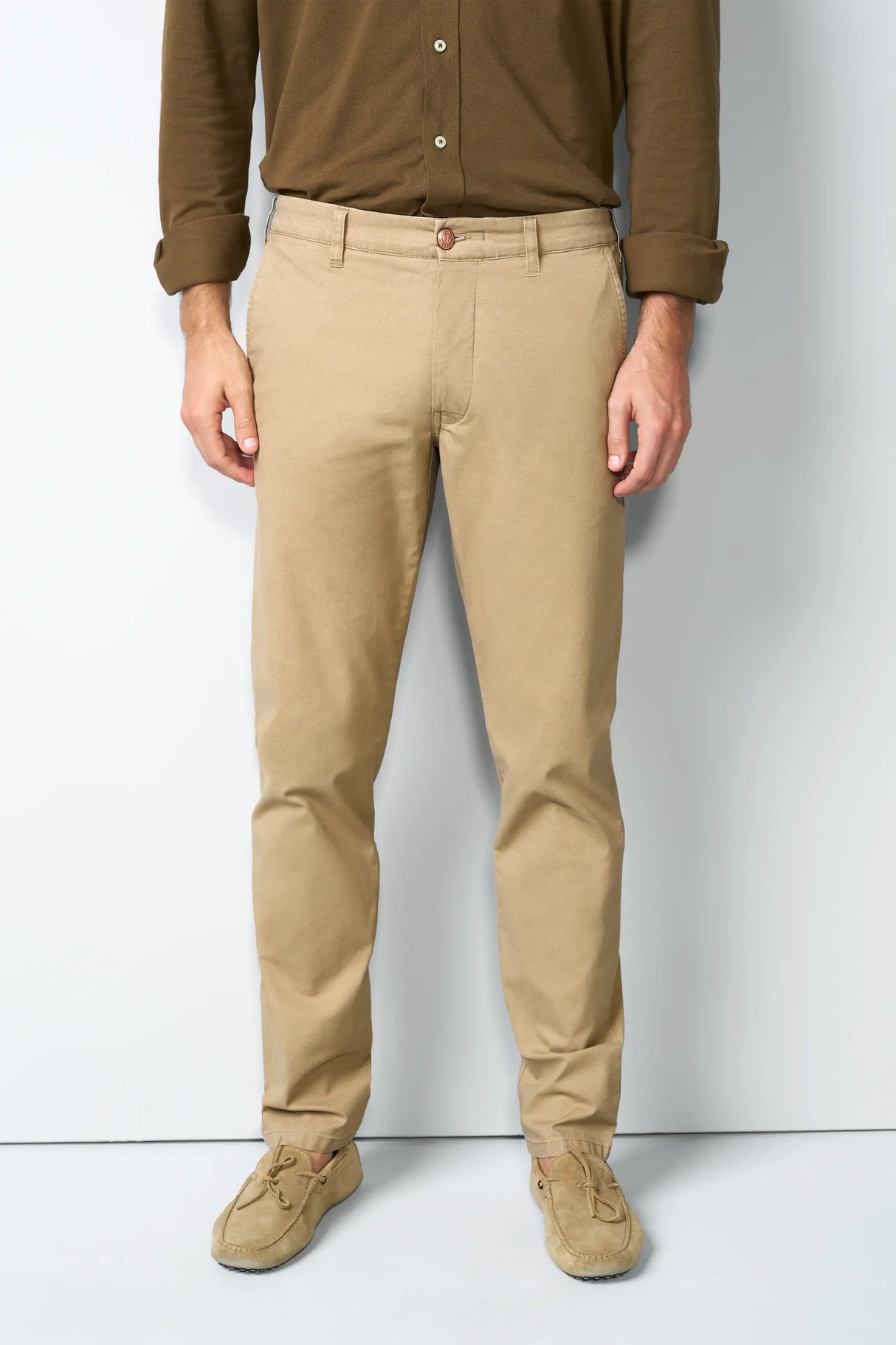 MEYER M5 Move 6025 Micro-Structure Super Stretch Chinos – Sand