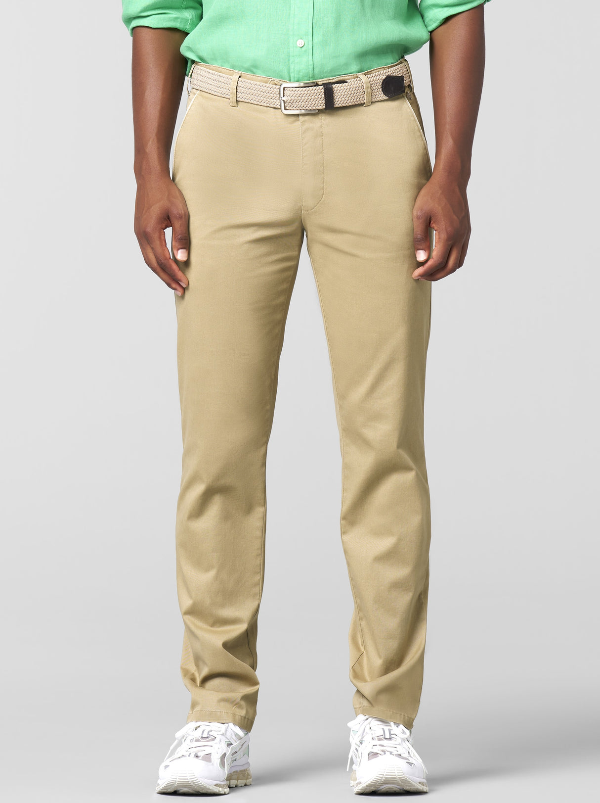 MEYER New York Trousers - 5054 Summer Stretch Twill Chinos - Sand