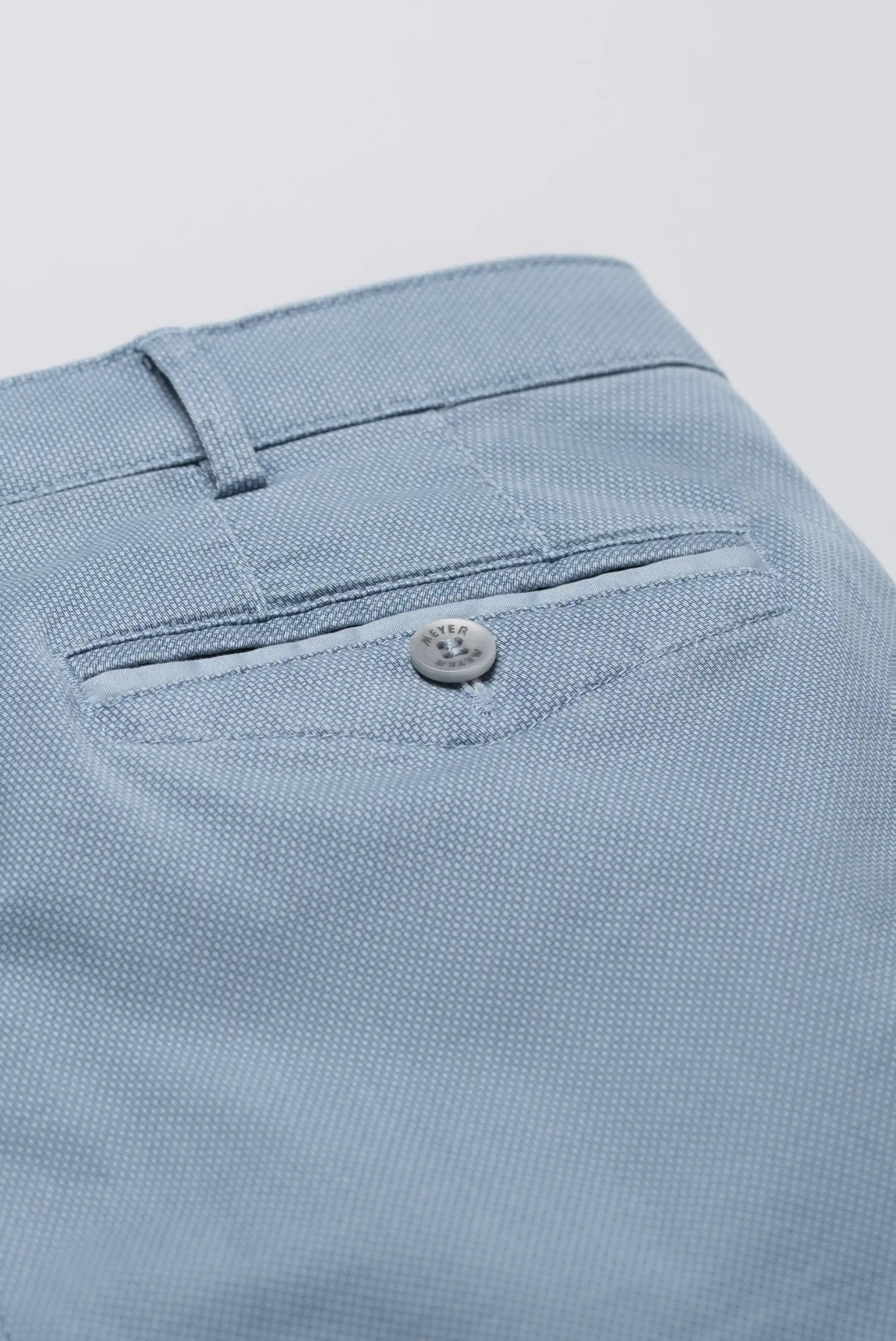 MEYER Chicago Trousers - 5056 Micro Print Cotton Chino - Blue