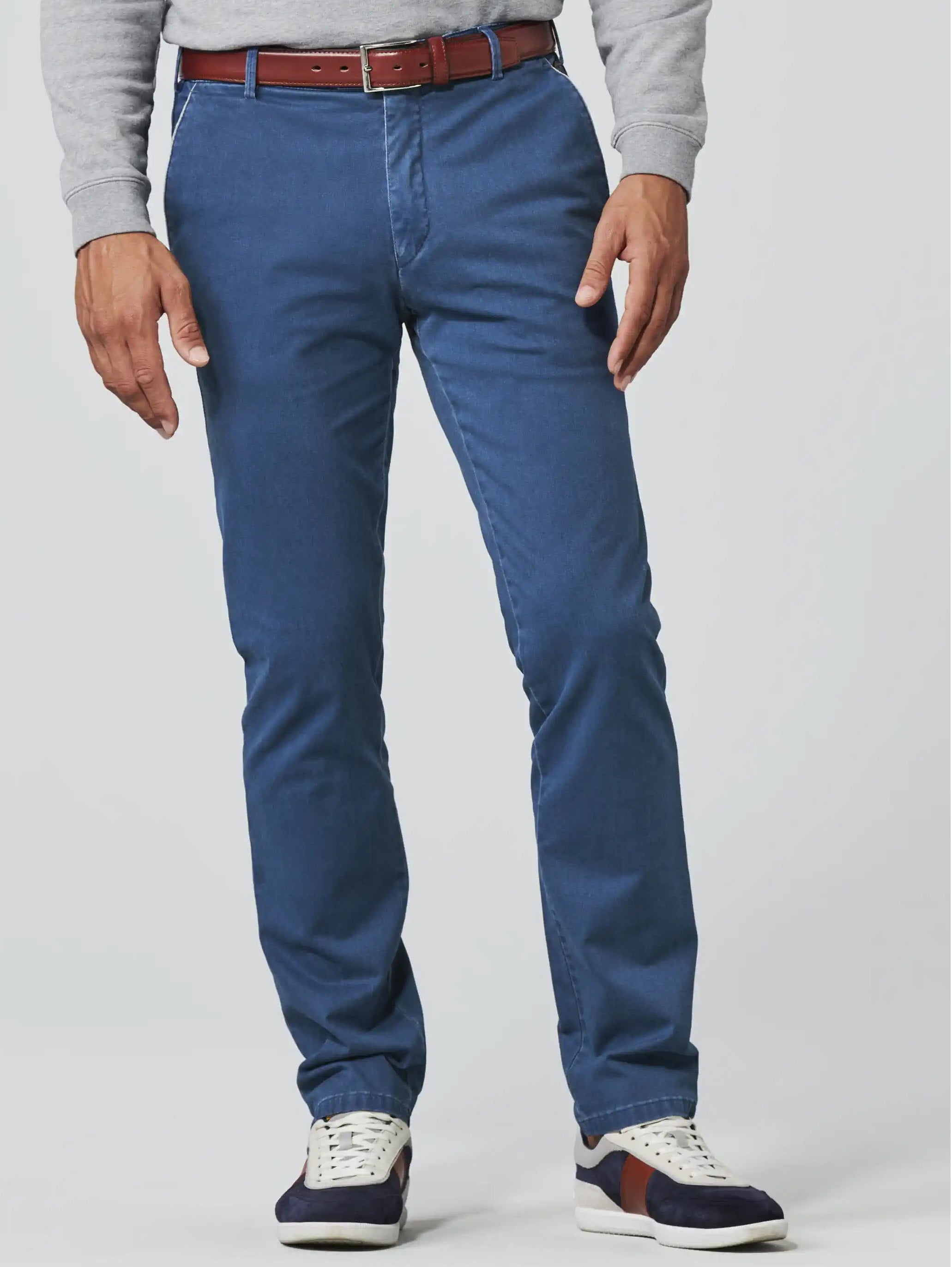 MEYER New York Trousers - 5000 Soft Twill Chino - Blue