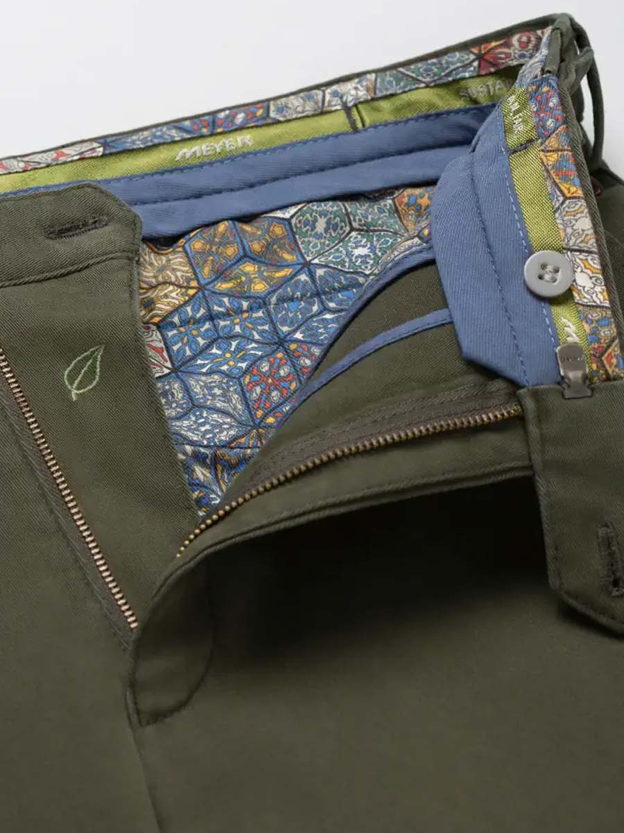 MEYER Trousers - Oslo 316 Luxury Cotton Chinos - Expandable Waist - Laurel