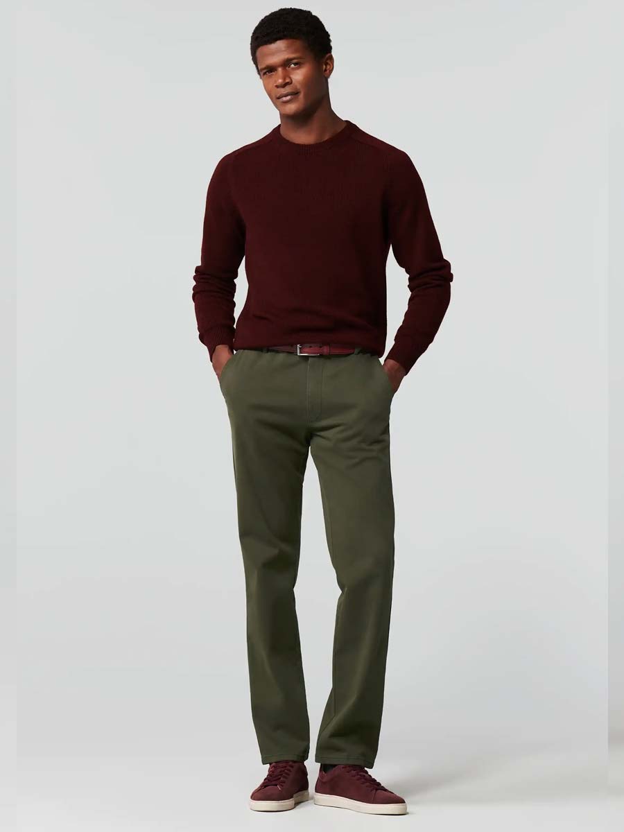 MEYER Trousers - Oslo 316 Luxury Cotton Chinos - Expandable Waist - Laurel