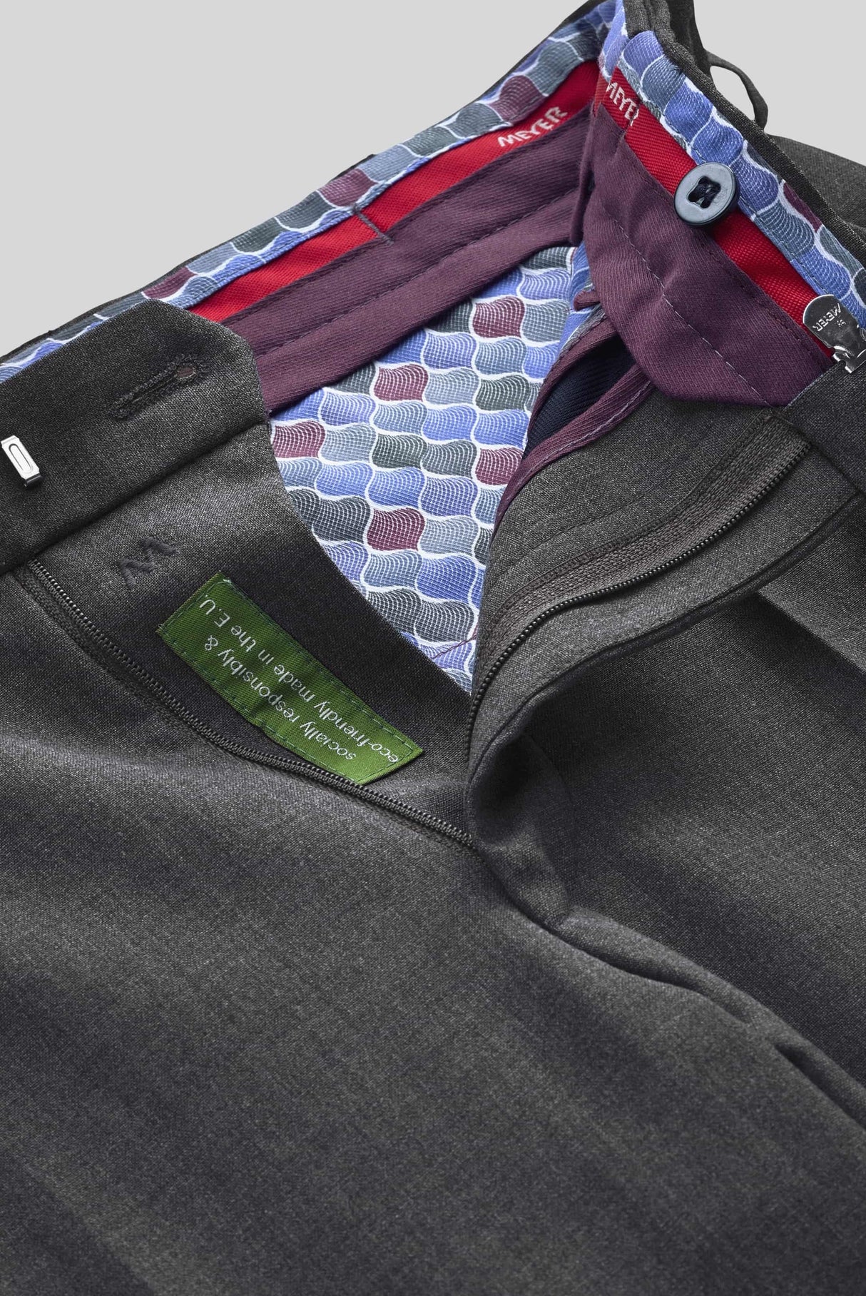 MEYER Oslo Trousers - 344 Flex Tropical Wool-Mix - Mid-Grey Meyer