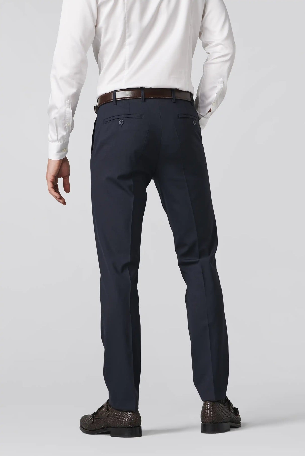 MEYER Oslo Trousers - 344 Flex Tropical Wool-Mix - Navy Meyer