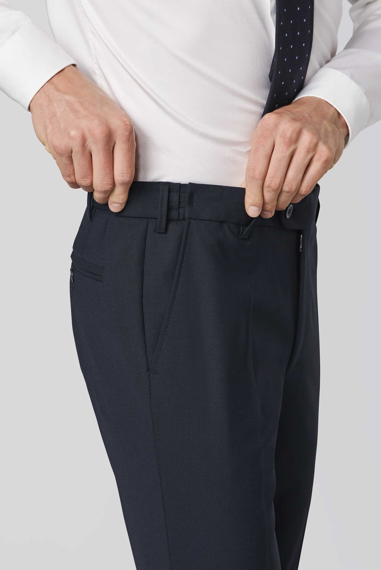 MEYER Oslo Trousers - 344 Flex Tropical Wool-Mix - Navy Meyer