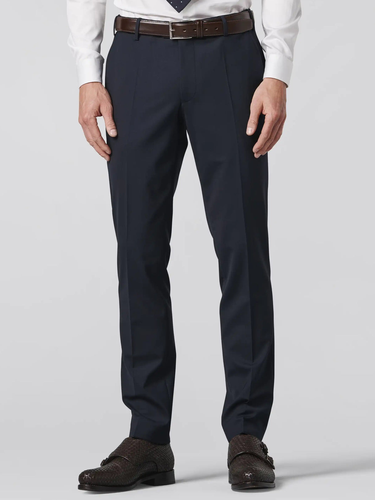 MEYER Oslo Trousers - 344 Flex Tropical Wool-Mix - Navy Meyer