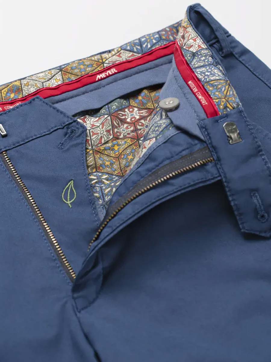 MEYER Trousers - Roma 3001 Summer-Weight Fairtrade Cotton Chinos - Blue