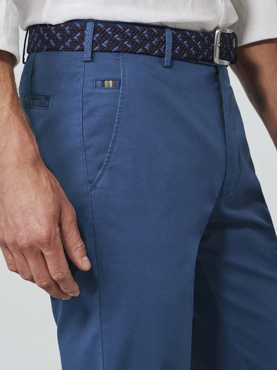 MEYER Trousers - Roma 3001 Summer-Weight Fairtrade Cotton Chinos - Blue