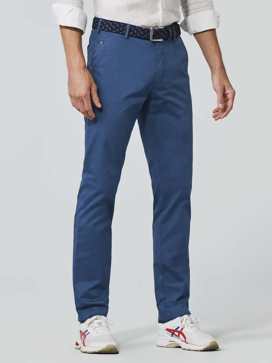 MEYER Trousers - Roma 3001 Summer-Weight Fairtrade Cotton Chinos - Blue
