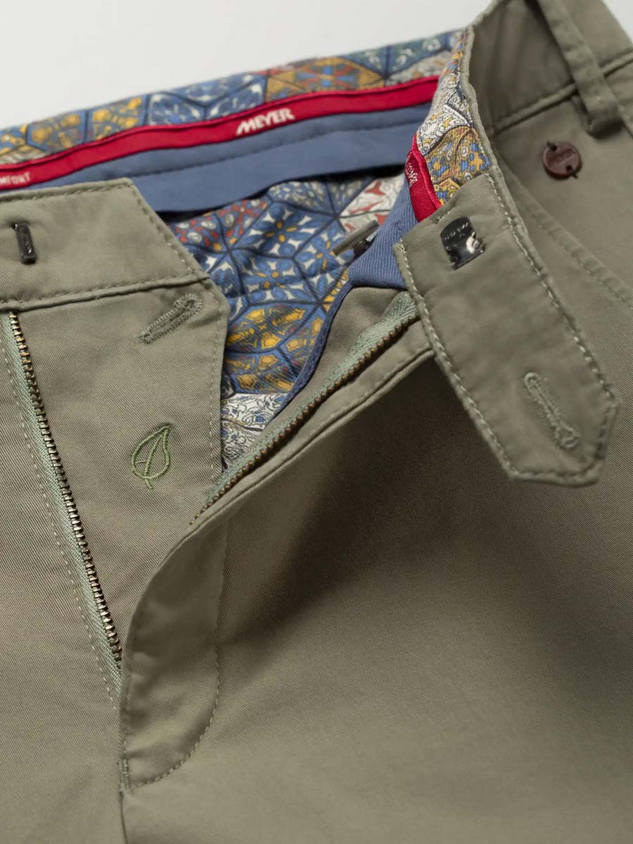 MEYER Trousers - Roma 3001 Summer-Weight Fairtrade Cotton Chinos - Olive