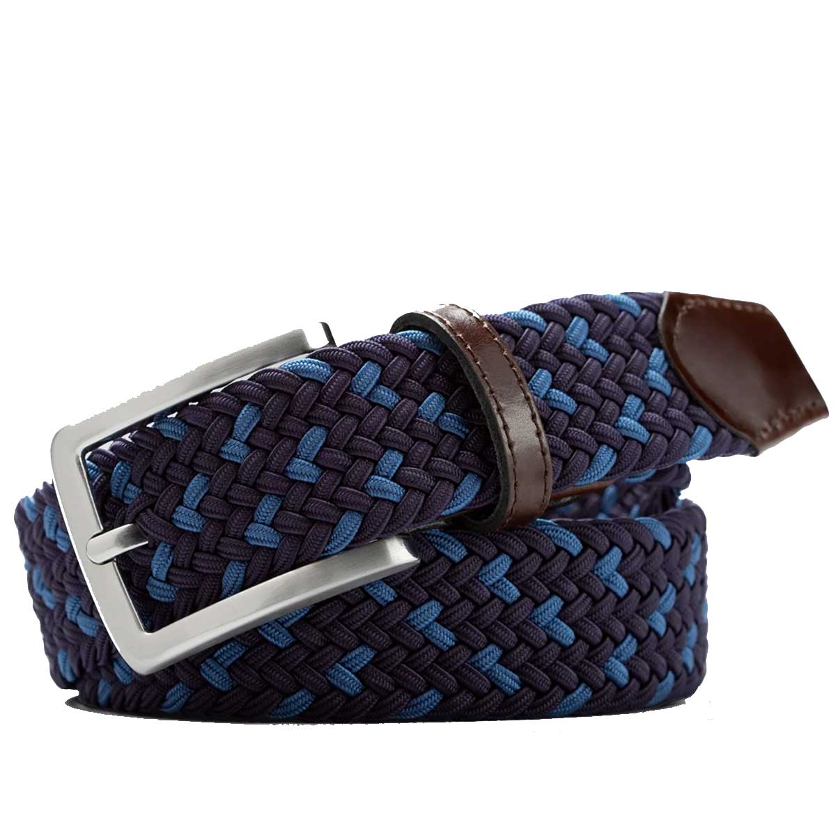 MEYER Woven Belt - Super Stretch - Multi Colour Navy