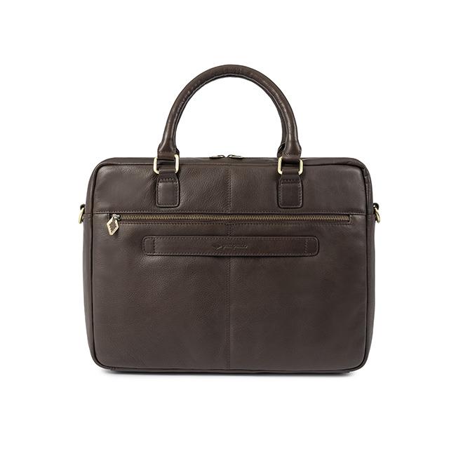 PAMPEANO Mensajero briefcase - brown leather with cream stitching - image 3