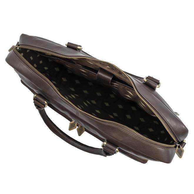 PAMPEANO Mensajero briefcase - brown leather with cream stitching - image 4