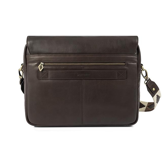 PAMPEANO Entregar messenger bag - brown leather with cream stitching - image 3