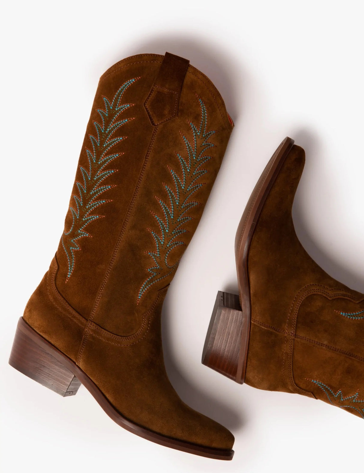 PENELOPE CHILVERS Goldie Embroidered Cowboy Boots - Ladies Suede - Peat Penelope Chilvers
