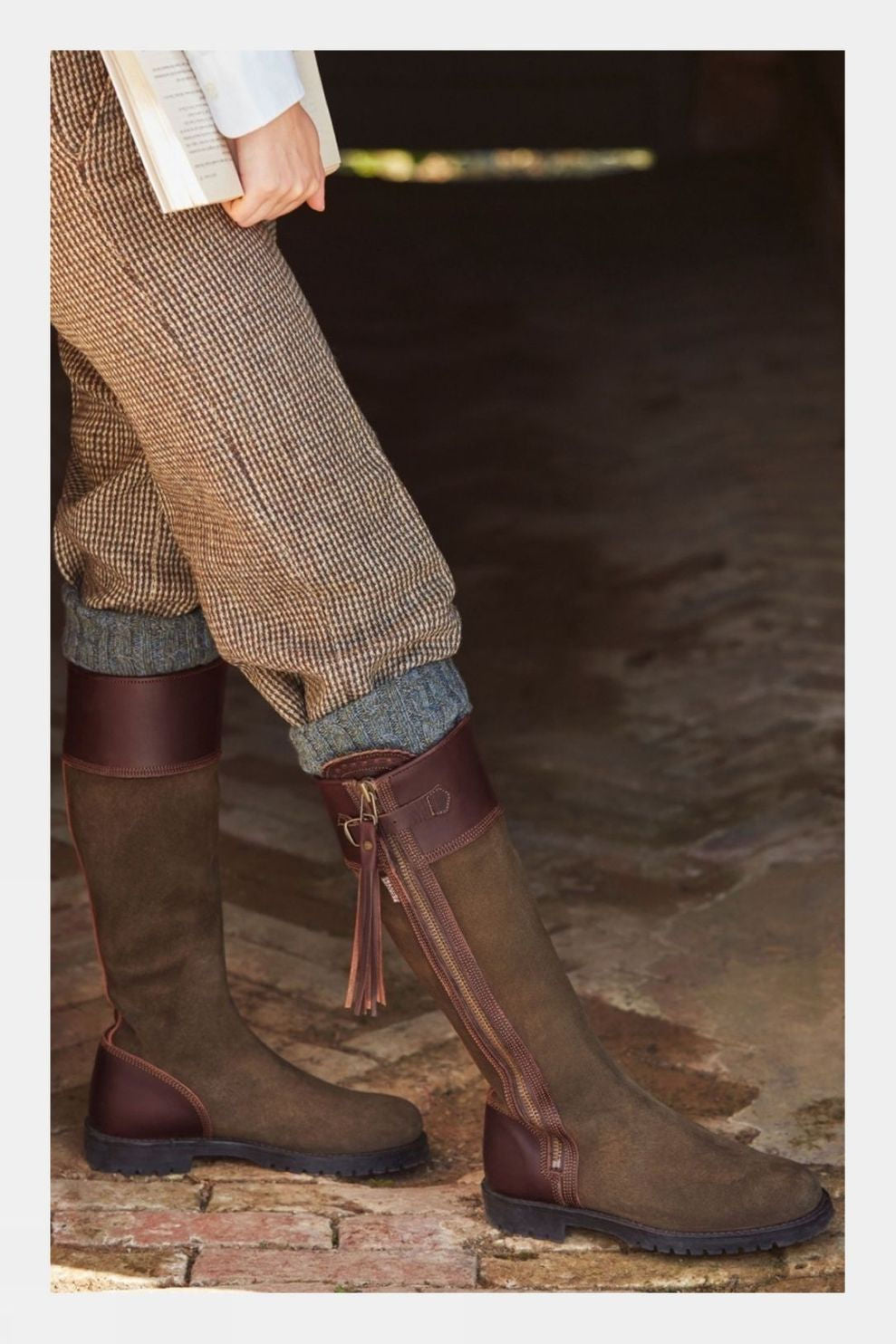 PENELOPE CHILVERS Inclement Tassel Boots - Womens Waterproof Suede - Seaweed/Conker Penelope Chilvers
