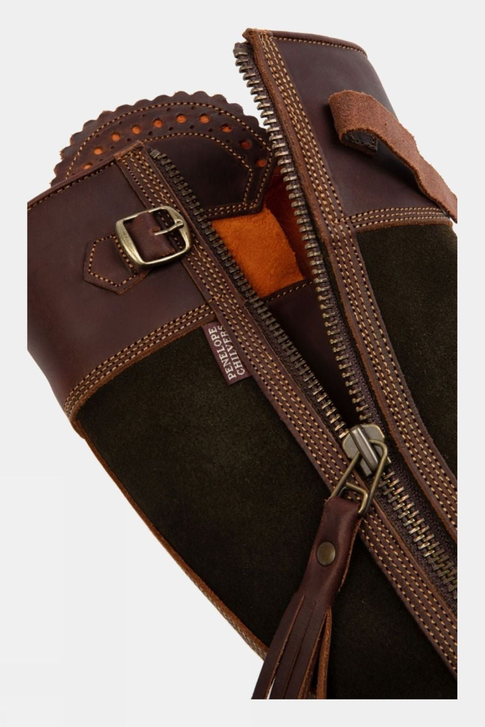 PENELOPE CHILVERS Inclement Tassel Boots - Womens Waterproof Suede - Seaweed/Conker Penelope Chilvers