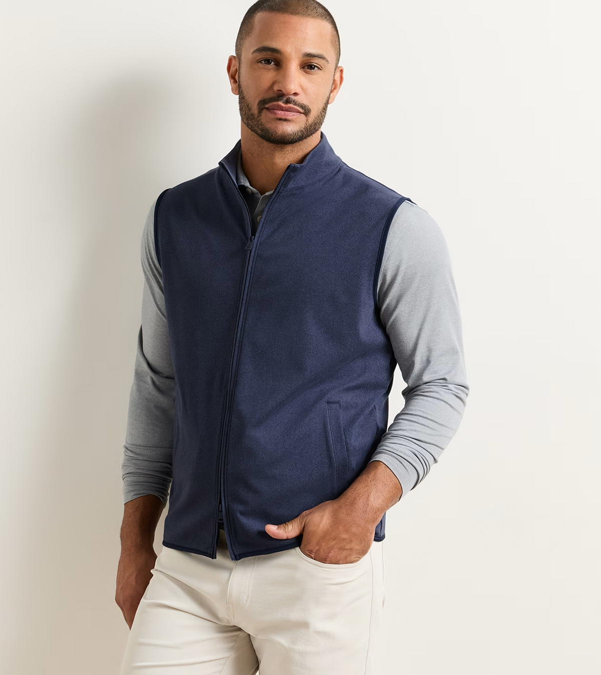 Peter Millar Ardent Air Performance Full-Zip Gilet in Navy - model front view