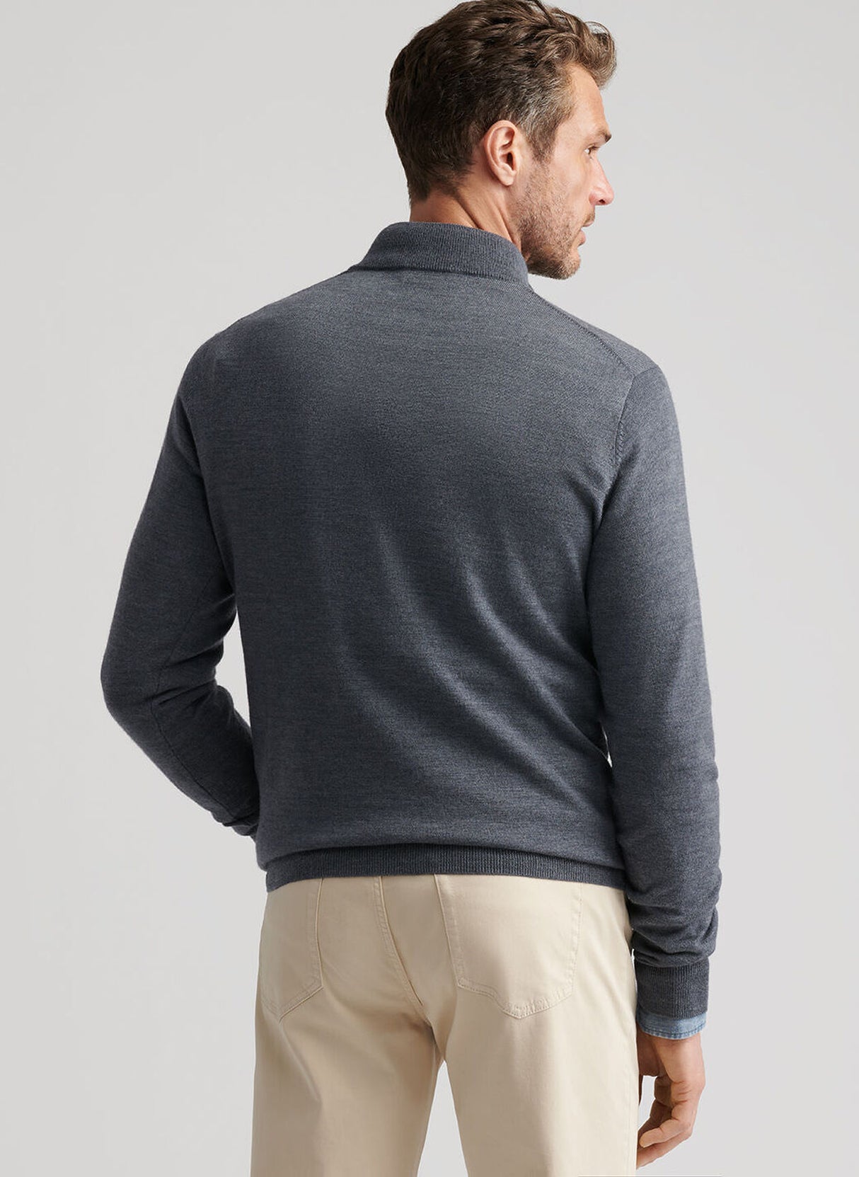 PETER MILLAR Autumn Crest Quarter Zip Sweater - Men's Classic Fit - Charcoal