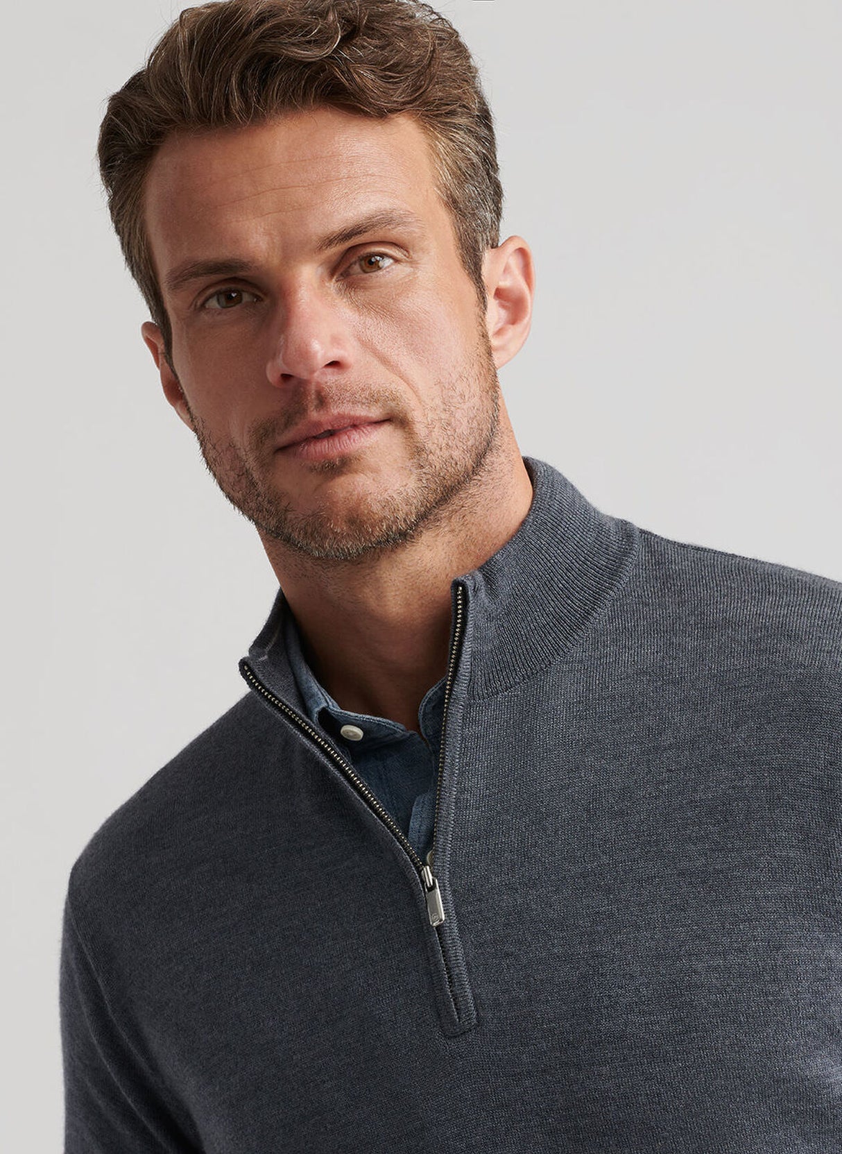 PETER MILLAR Autumn Crest Quarter Zip Sweater - Men's Classic Fit - Charcoal