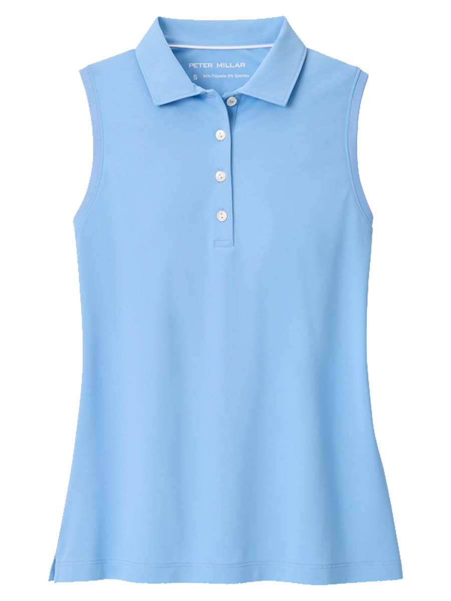 PETER MILLAR Banded Sports Mesh Sleeveless Polo - Womens - Cottage Blue