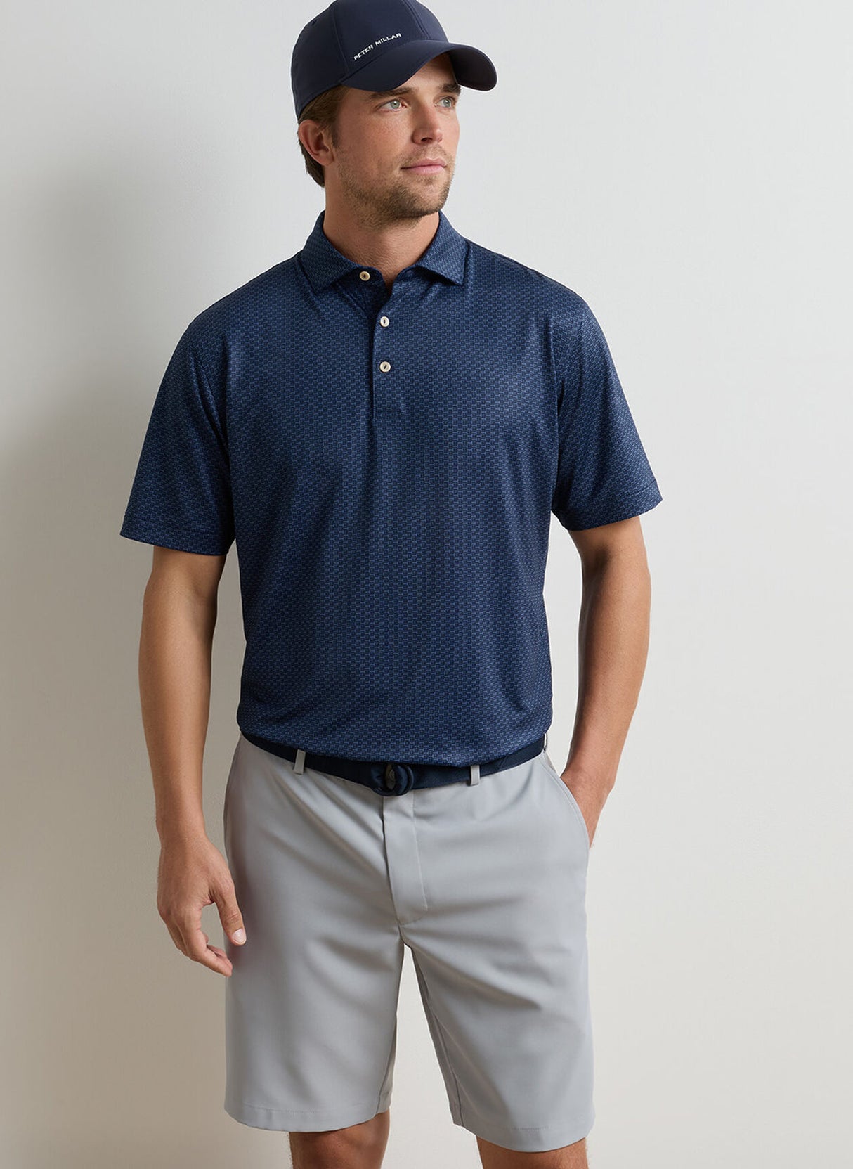 PETER MILLAR Bunker Bar Performance Jersey Polo Shirt - Men's Classic Fit - Navy