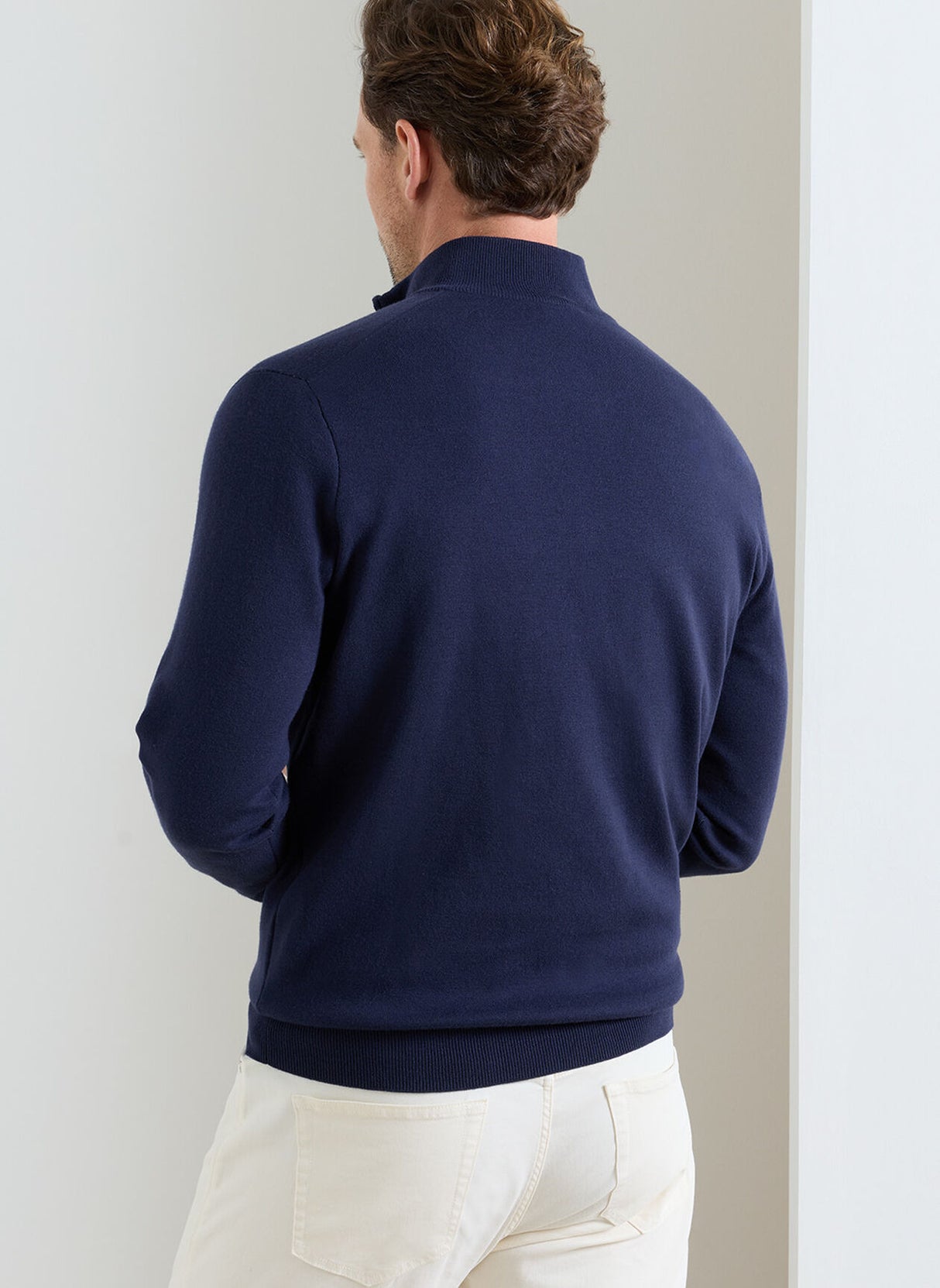 PETER MILLAR Coolspun Lite Cotton Quarter-Zip Sweater – Men's Classic Fit – Navy