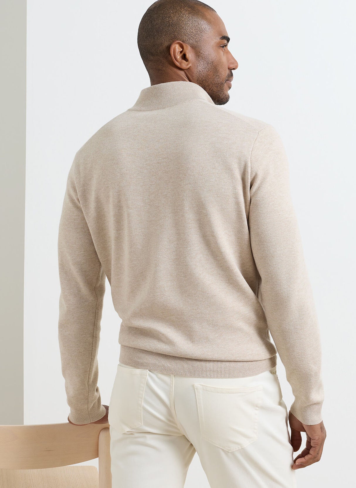 PETER MILLAR Coolspun Lite Cotton Quarter-Zip Sweater – Men's Classic Fit – Truffle